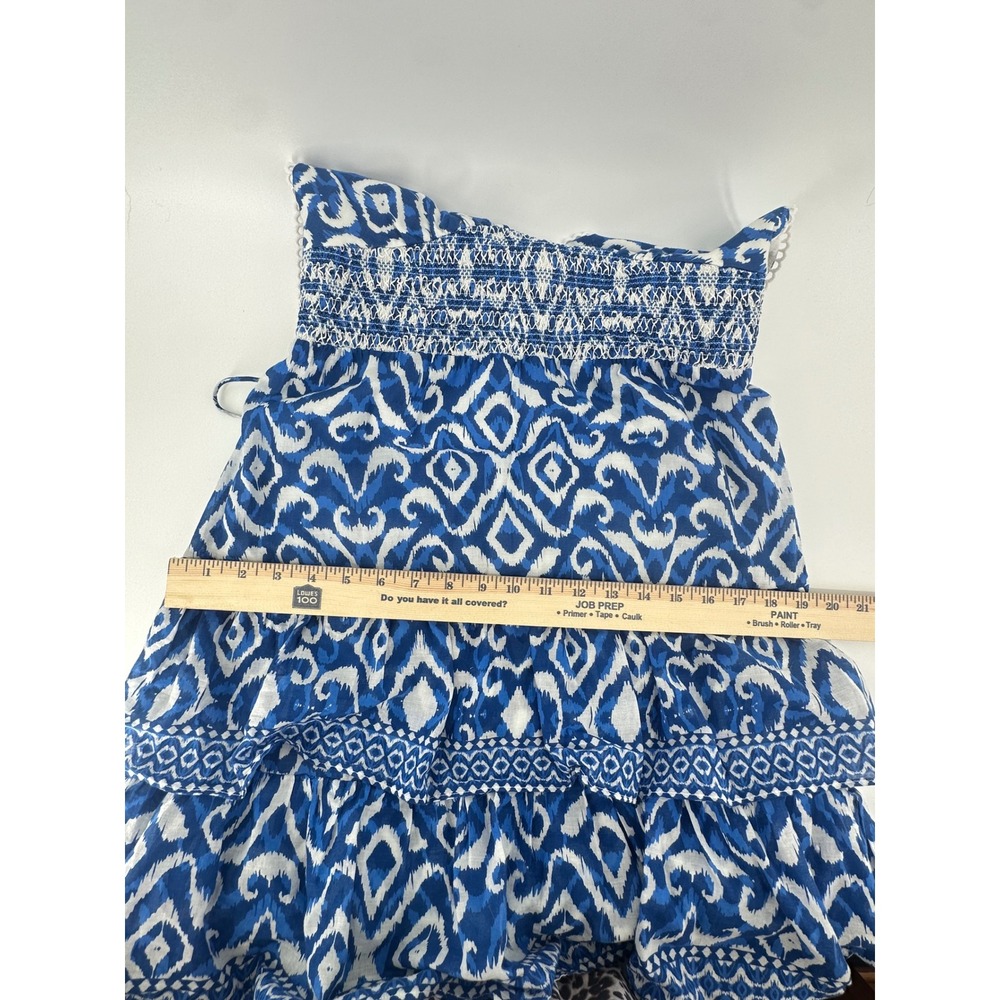 Alice + Olivia Imogene Blue Ikat Tiered Cotton Maxi Dress Size 10 Wedding Guest - Picture 6 of 16